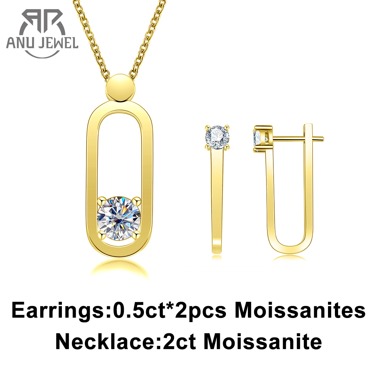 Ansi Chain - AnuJewel 2ct D Renk Mozanit Pin